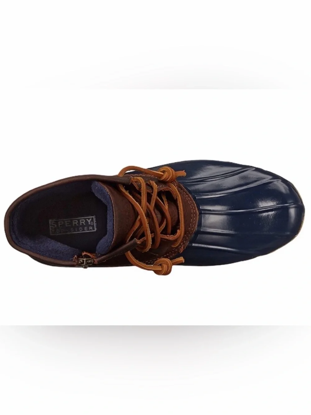🦆🦆 NEW Sperry Navy Rubber and Brown Leather Saltwater Duck Boots 🦆🦆
